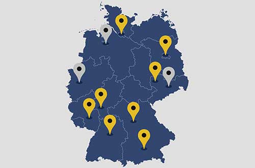 Standorte MyPlace SelfStorage Deutschland auf einer Karte